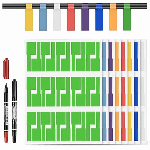SELF ADHESIVE CABLE LABELS WATERPROOF 8 COLORS 480PCS FOR HOME
