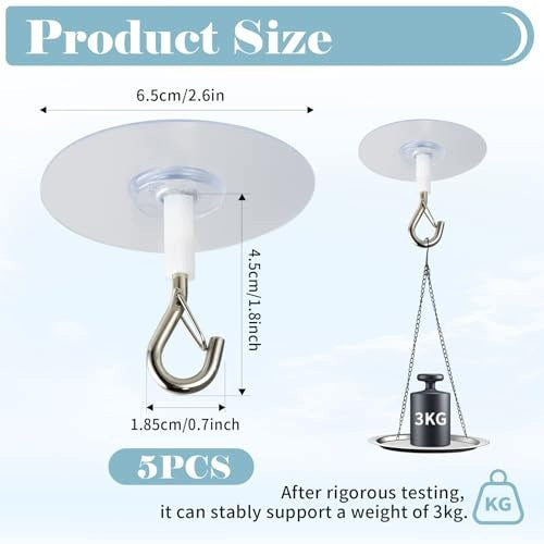 SELF ADHESIVE CEILING HOOKS WITHOUT DRILLING STRONG SET OF 6 Manufacturer code SWC5908151115220