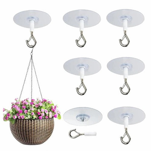 SELF ADHESIVE CEILING HOOKS WITHOUT DRILLING STRONG SET OF 6