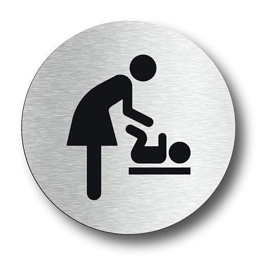 SELF ADHESIVE CHANGING SIGN SILVER ROUND FOR BABIES 70MM metal Brand no brand