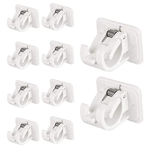 SELF ADHESIVE CURTAIN ROD HOLDER FASTENING ROD FOR CURTAINS 10 PCS. steel Brand no brand