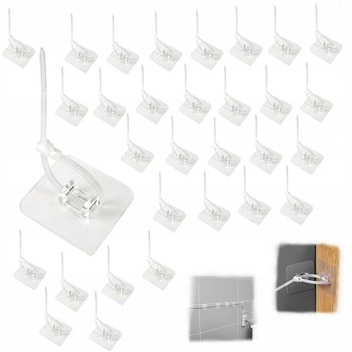 SELF ADHESIVE FURNITURE ANCHORS SET OF 30 DRILLLESS CABLE TIES