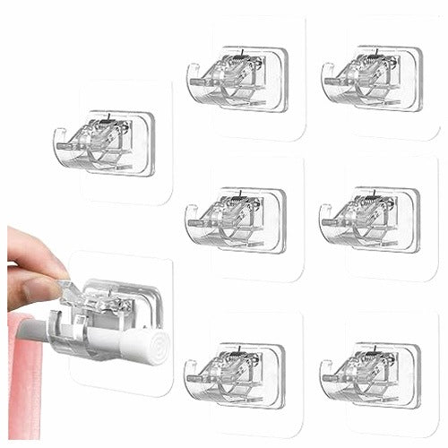 SELF-ADHESIVE HANDLES FOR CURTAIN RODS WITHOUT DRILLING ABS SET OF 8 PCS.