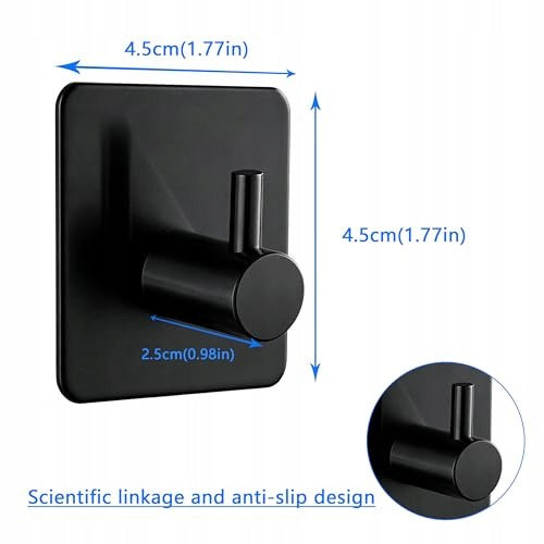 SELF ADHESIVE HOOKS BLACK STEEL 5KG FOR KITCHEN BATHROOM SET OF 4 Manufacturer code Bez marki