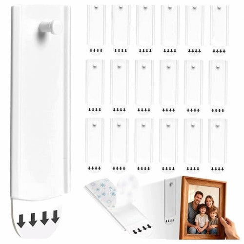 SELF-ADHESIVE HOOKS FOR ABS FRAME PAINTINGS STRONG WITHOUT DRILLING 20 PCS.
