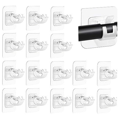 SELF-ADHESIVE HOOKS FOR CURTAINS WITHOUT DRILLING TRANSPARENT 16 PCS