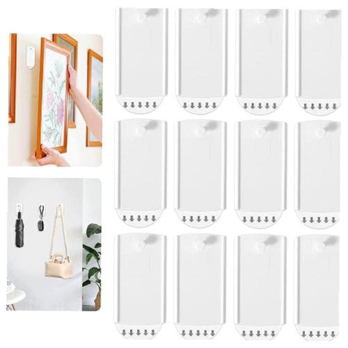 SELF ADHESIVE HOOKS FOR IMAGES WITHOUT DRILLING ABS 12 PIECES METAL