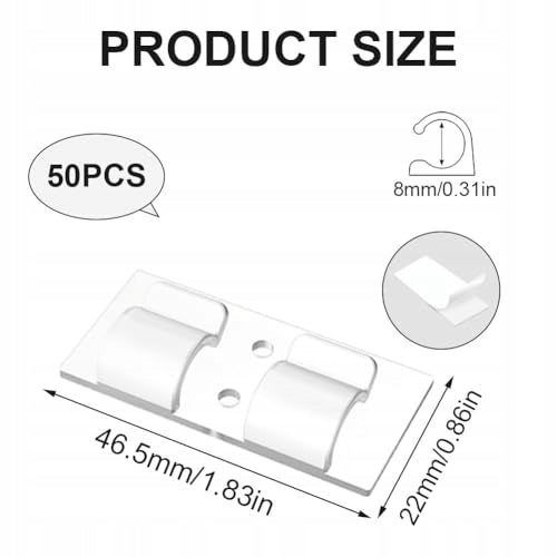 SELF ADHESIVE HOOKS FOR LIGHT CHAINS 50 PCS WATERPROOF METAL Manufacturer code Bez marki