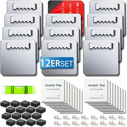 SELF-ADHESIVE HOOKS FOR PAINTINGS SET OF 6 ALUMINUM WITHOUT DRILLING Brand no brand
