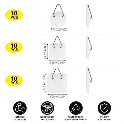 SELF ADHESIVE HOOKS FOR PHOTOS OF IMAGES 30 PCS. WITHOUT DRILLING FOR HOME Manufacturer code SWC5908201402430