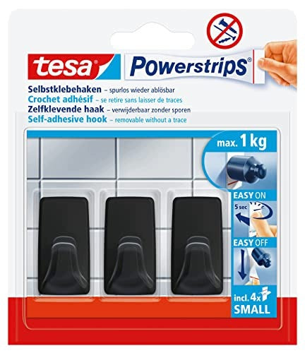 SELF ADHESIVE HOOKS FOR SQUARE WALLS SMALL WITHOUT DRILLING SET OF 3 plastic Brand no brand