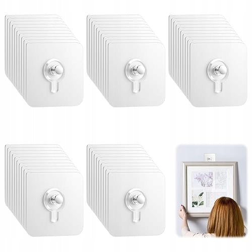 SELF-ADHESIVE HOOKS FOR TRANSPARENT IMAGES WITHOUT DRILLING 50 PCS