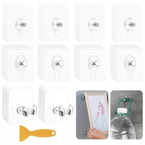 SELF-ADHESIVE HOOKS FOR TRANSPARENT PHOTOS WITHOUT DRILLING 50 PCS.