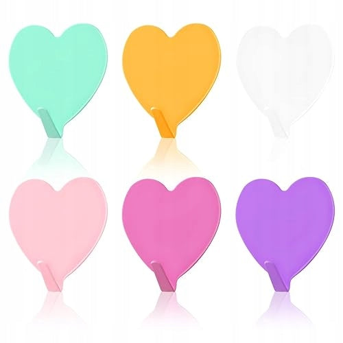 SELF-ADHESIVE HOOKS HEARTSZKO STAINLESS STEEL COLORED FOR BATHROOM 6 PCS