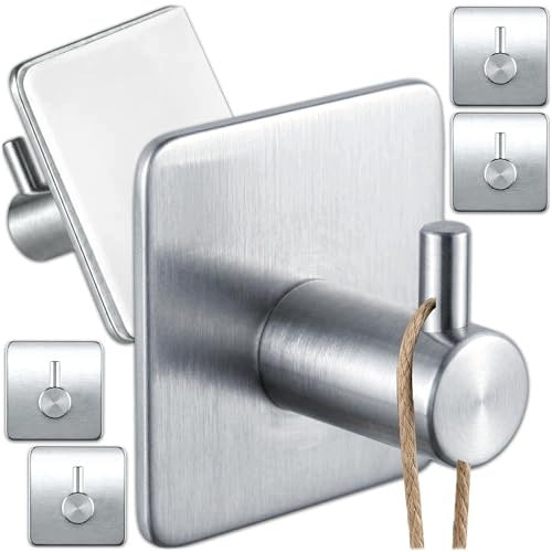 SELF-ADHESIVE HOOKS SILVER MINIMALIST SET OF 6 BATHROOM Brand no brand