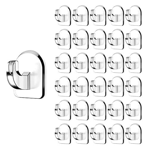 SELF ADHESIVE HOOKS TRANSPARENT ACRYLIC FOR WALL 30 PIECES METAL Brand no brand
