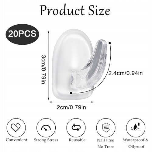 SELF ADHESIVE HOOKS TRANSPARENT FOR TOWELS SET OF 20 PIECES FOR HOME Manufacturer code Bez marki