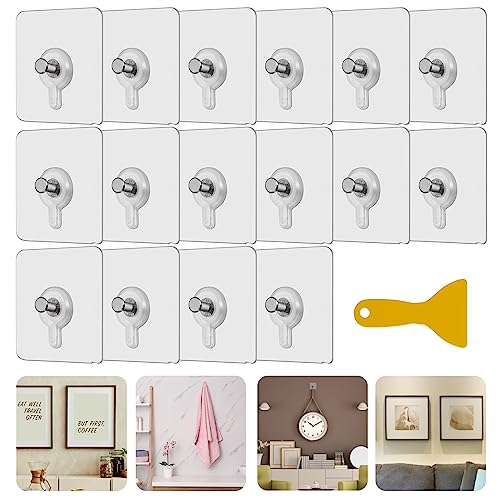 SELF-ADHESIVE HOOKS TRANSPARENT FOR WALLS SET OF 16 SCRAPER Brand no brand