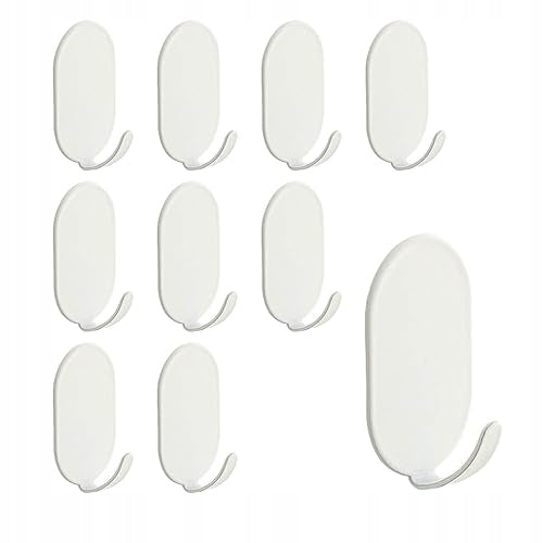 SELF-ADHESIVE HOOKS WHITE FOR TOWELS CARBON STEEL BATHROOM 10 PCS.