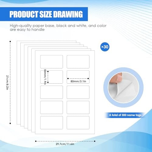 SELF ADHESIVE LABELS WITH NAME FOR PRINTING PEELED OFF 300 PCS FOR HOME Manufacturer no brand