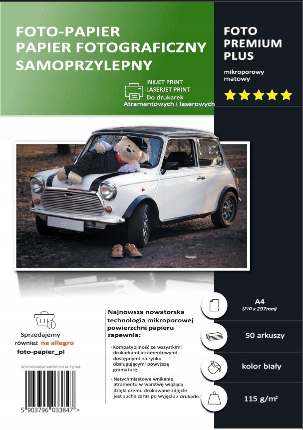 SELF ADHESIVE MATTE PHOTO PAPER A4 115g 50ark