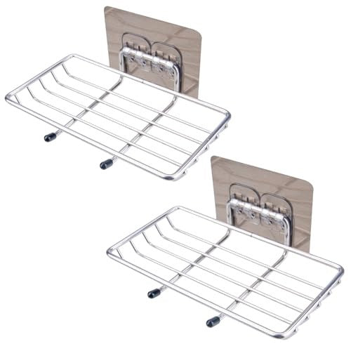 SELF ADHESIVE STEEL SOAP DISH FOR SHOWER HOOKS 2 PCS STEEL Brand no brand