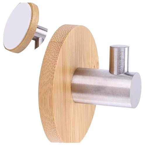 SELF ADHESIVE TOWEL BAR STAINLESS STEEL COATS WOOD
