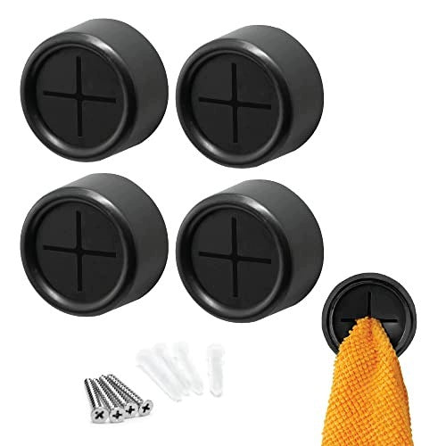 SELF ADHESIVE TOWEL BARS BLACK MATTE SET OF 4 STEEL Brand no brand