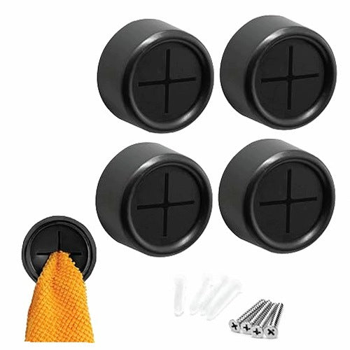 SELF ADHESIVE TOWEL BARS BLACK MATTE SET OF 4 STEEL