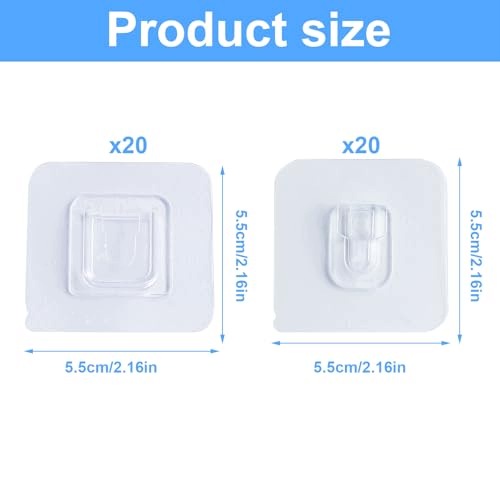 SELF-ADHESIVE WALL HOOKS 20 PAIRS TRANSPARENT WITHOUT DRILLING 6X6CM Manufacturer code Bez marki