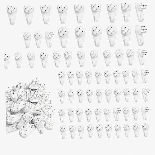 SELF-ADHESIVE WALL HOOKS FOR PHOTOS WITHOUT TRACES STEEL 70 PIECES
