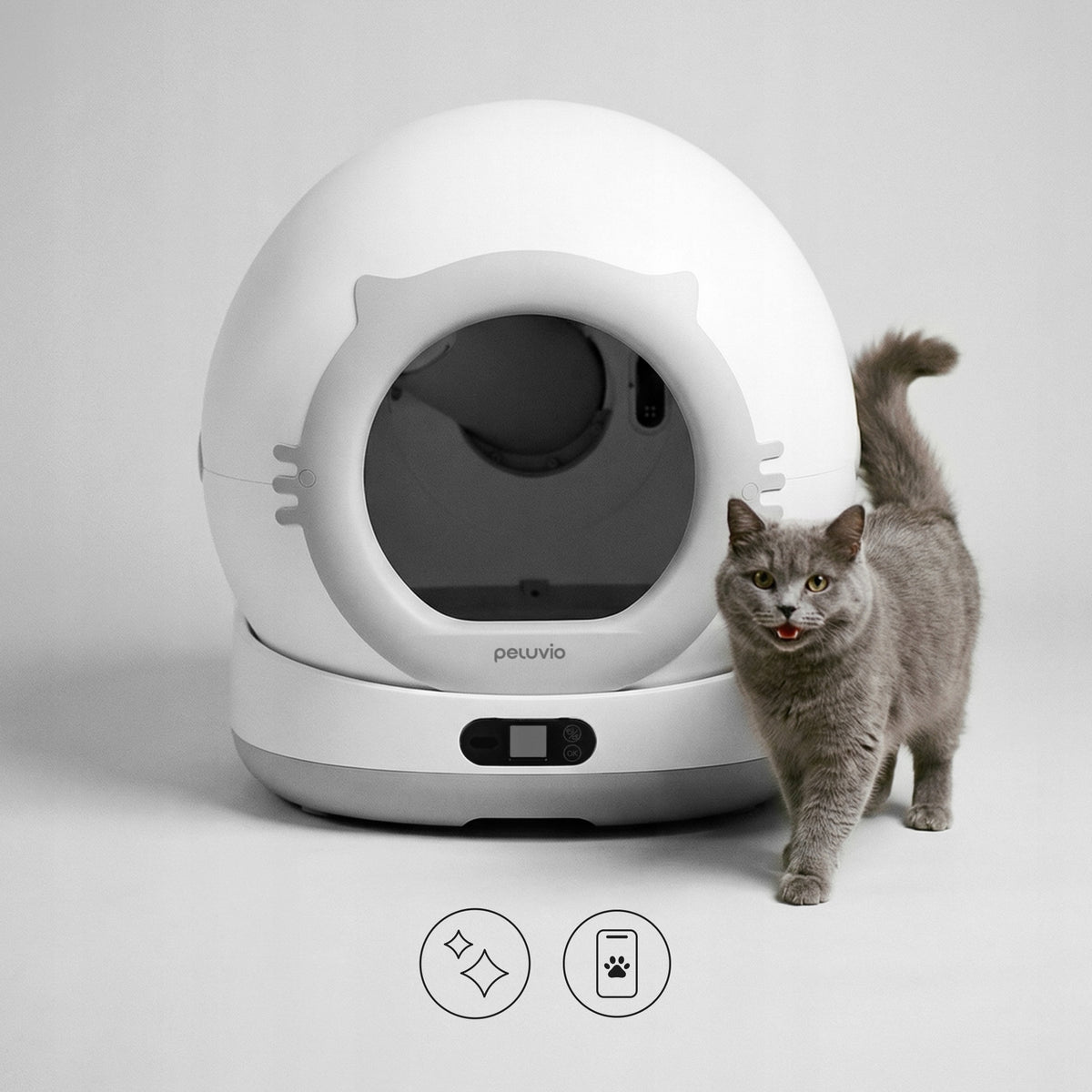 SELF-CLEANING AUTOMATIC CAT LITTER BOX WI-FI application Peluvio Pearl Packaging status original