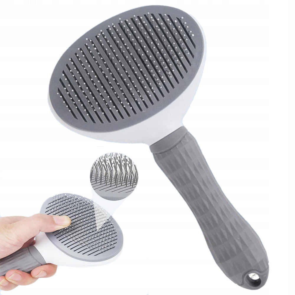 SELF-CLEANING BRUSH for Dog Cat Hair for Tangles Grey
