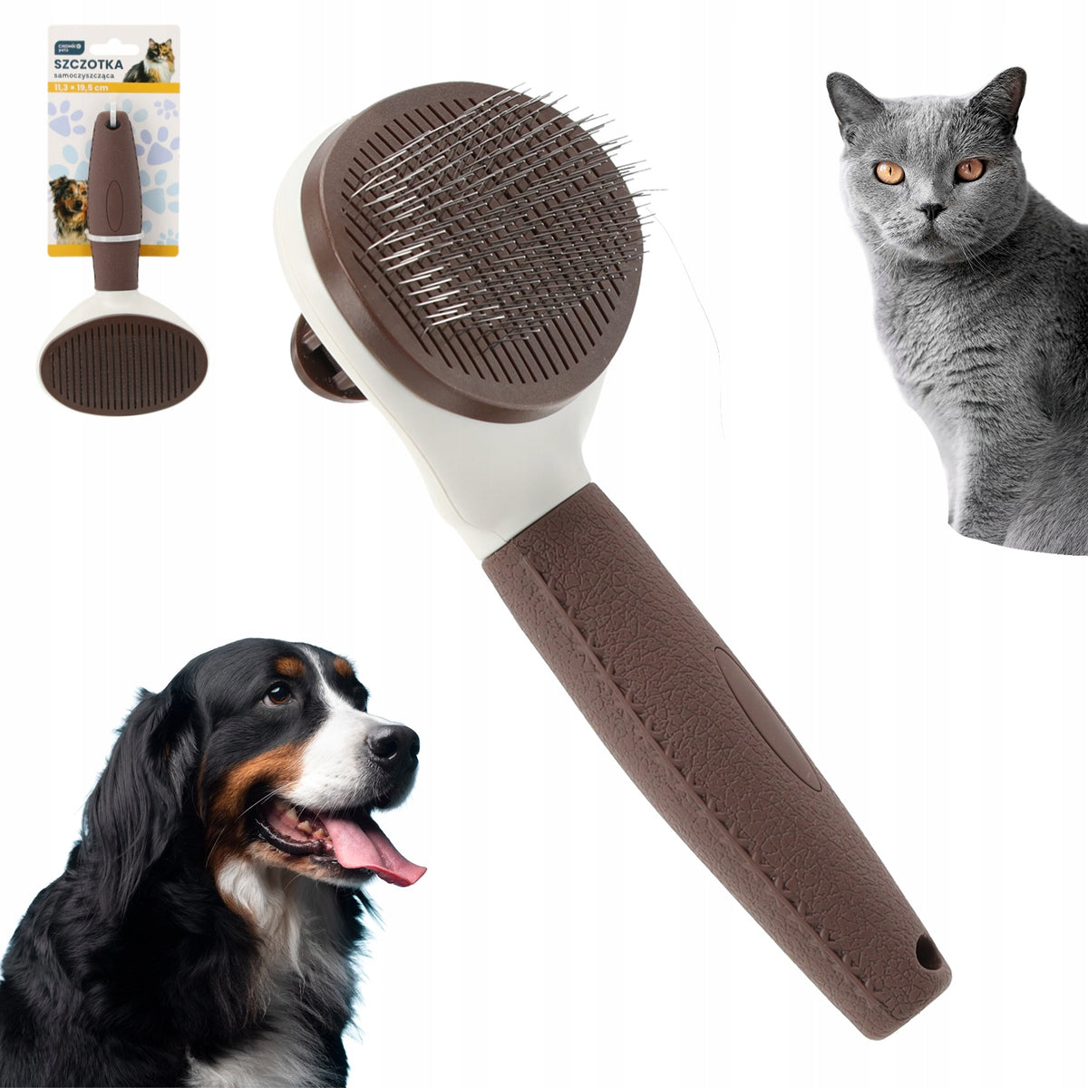 SELF-CLEANING CAT DOG BRUSH FOR DETANGLING HAIR