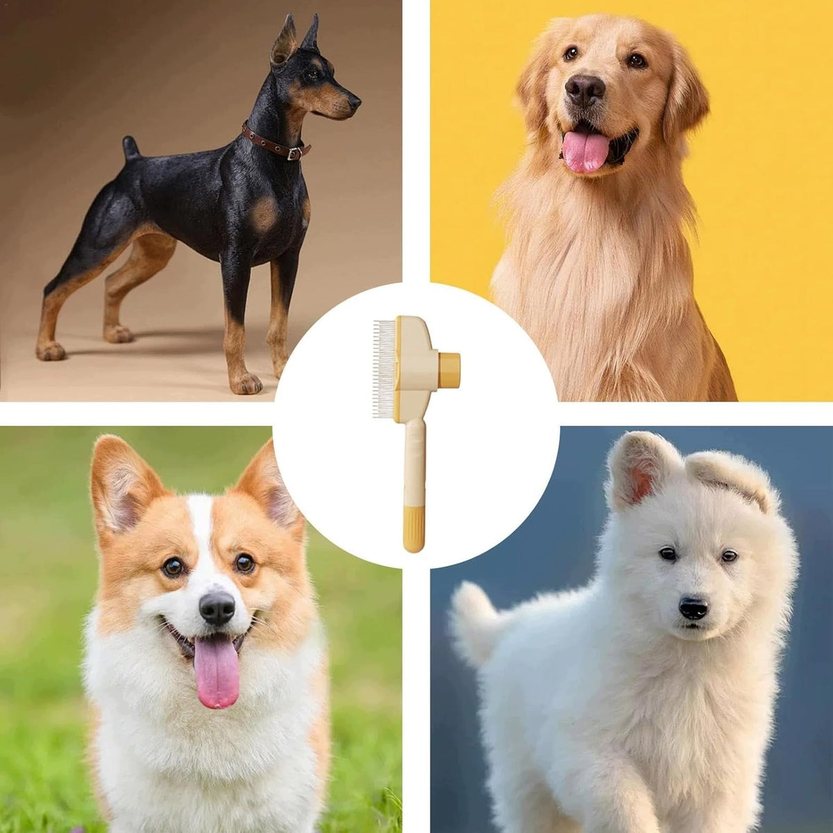 SELF-CLEANING COMB FOR ANIMALS YELLOW AND GREEN - 2 PIECES Manufacturer code SAMOCZYSZCZĄCY SIĘ GRZEBIEŃ DLA ZWIERZĄT