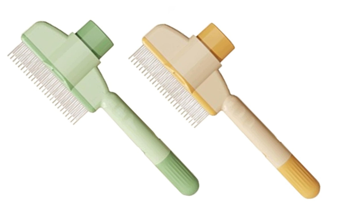 SELF-CLEANING COMB FOR ANIMALS YELLOW AND GREEN - 2 PIECES