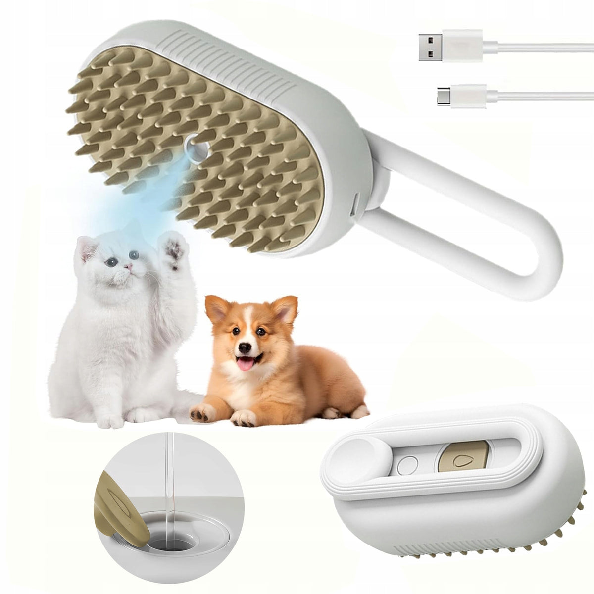 SELF-CLEANING ELECTRIC DOG STEAM BRUSH FOR HAIR CARE Manufacturer code FTY54ETW342