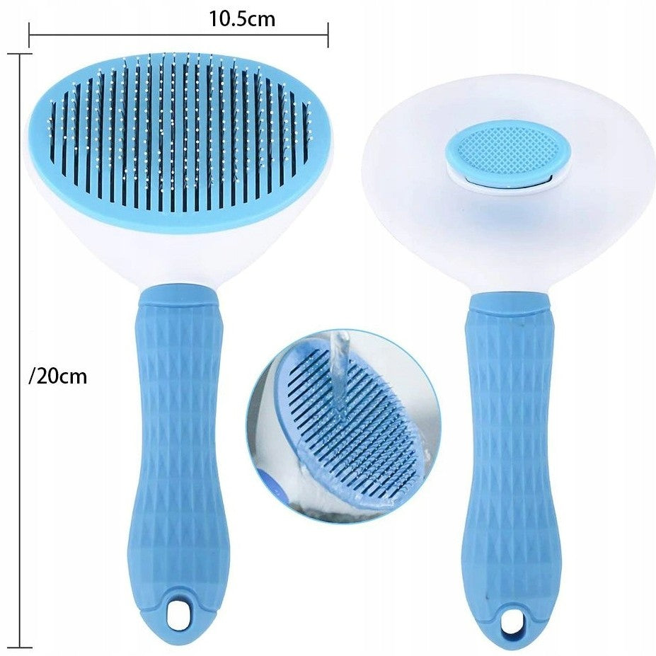 SELF-CLEANING HAIR BRUSH FOR DOGS AND CATS BLUE