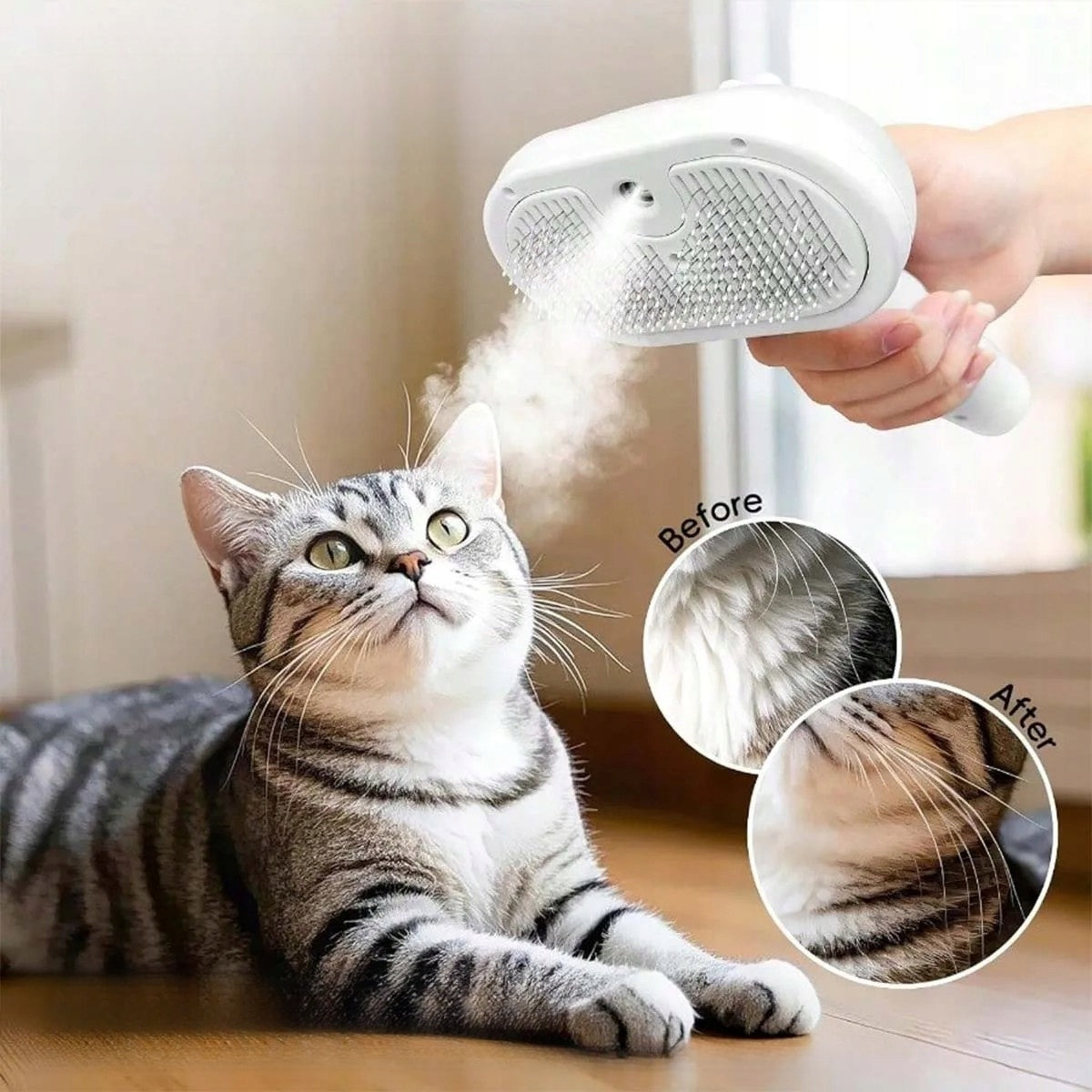SELF-CLEANING STEAM BRUSH FOR CATS AND DOGS - WHITE Manufacturer code SIERŚCI PAROWA SAMOCZYSZCZĄCĄ DOG - OD
