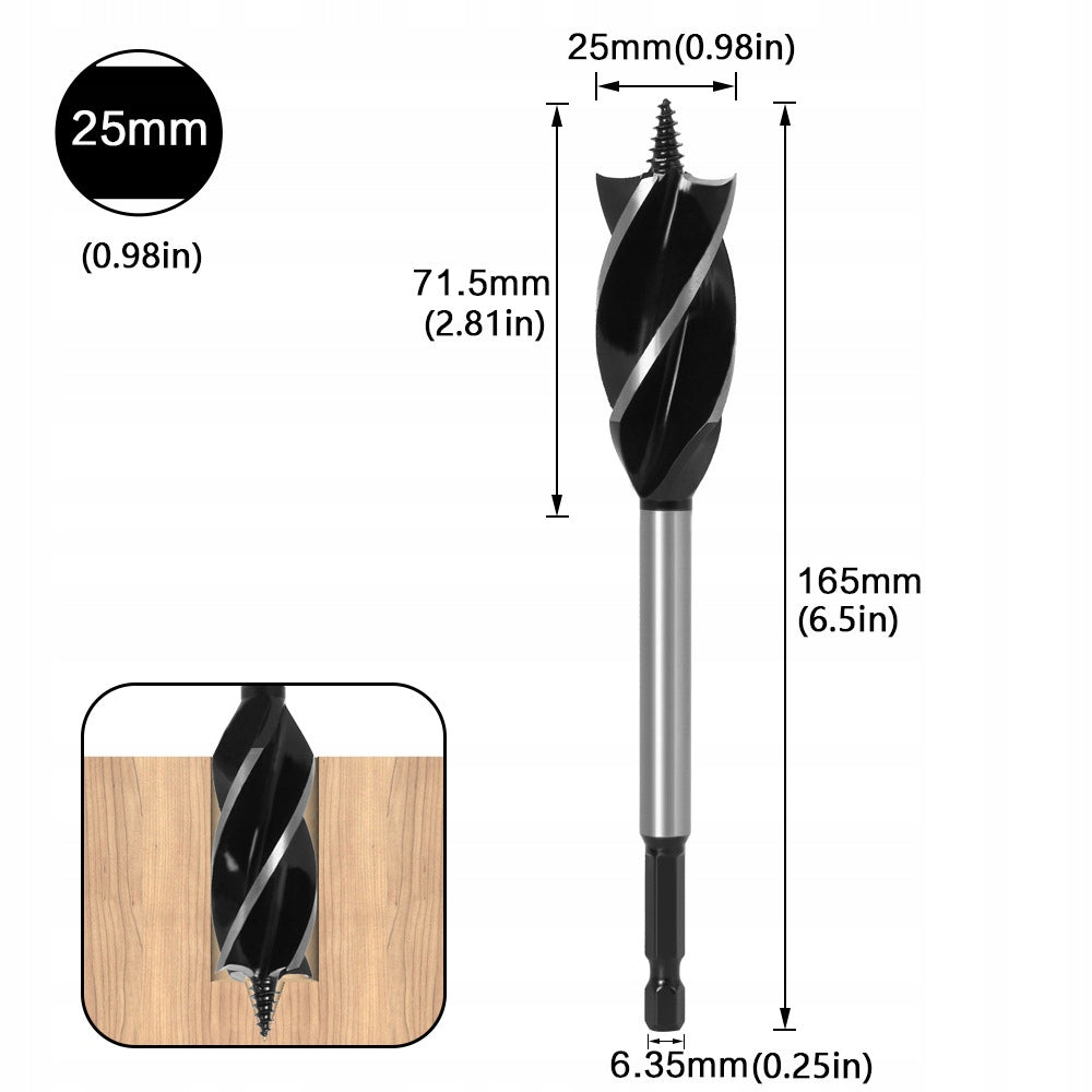 SELF DRILLING DRILL BITS FOR WOOD 25x165MM,SPIRAL DRILL BITS FOR WOOD Manufacturer code WIERTŁO SPIRALNE ŚWIDER DO DREWNA 25MM