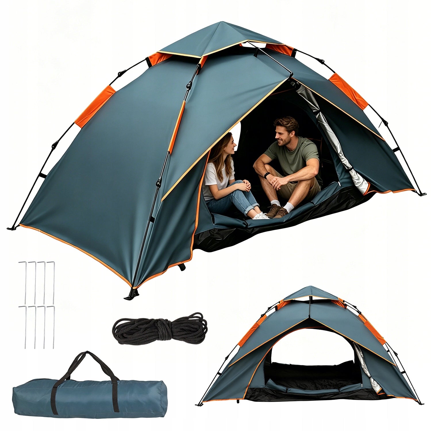 SELF-FOLDING TENT 1-2 PERSONS 225x135x110cm FOR CAMPING AND HIKING