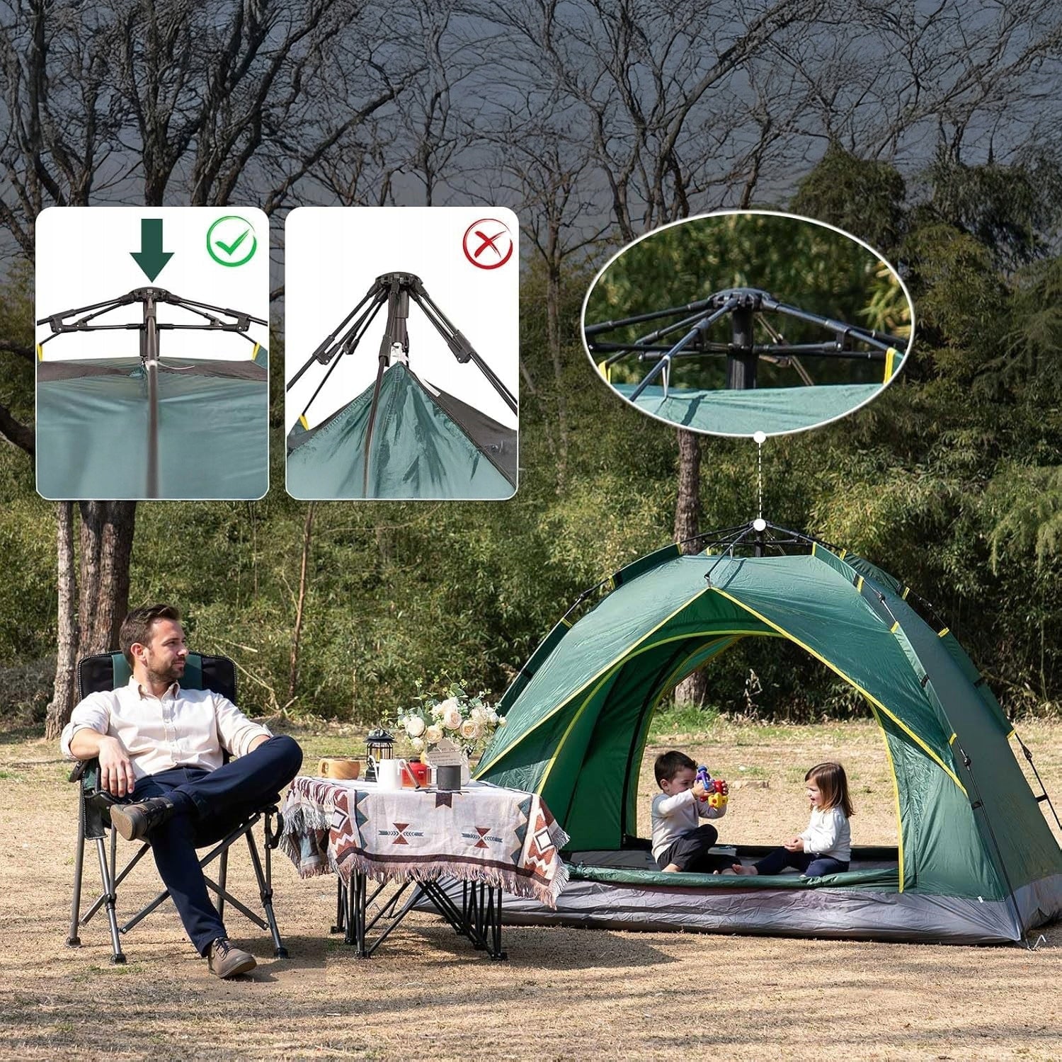 SELF-FOLDING TENT AUTOMATIC 2-3 PERSONS FOR CAMPING, HIKING Brand no brand