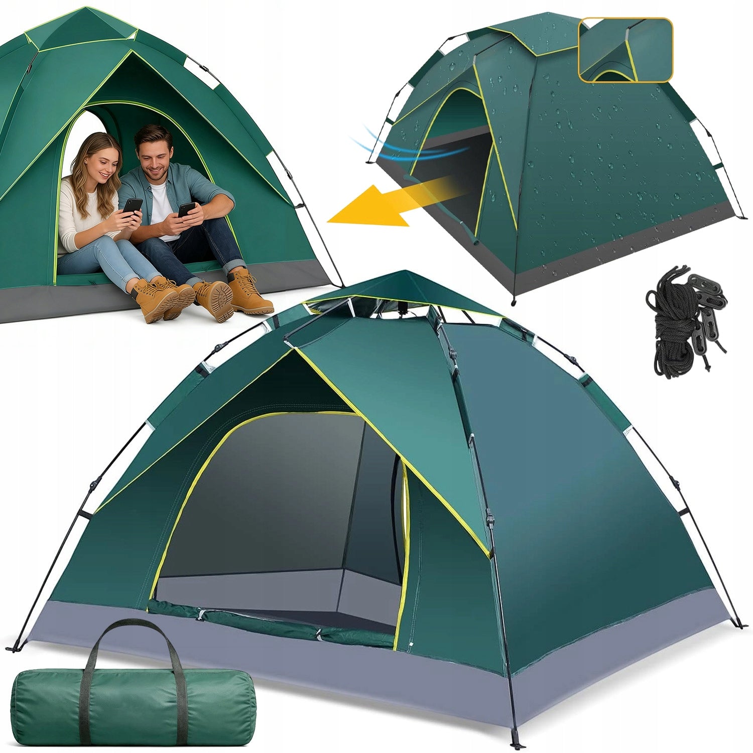 SELF-FOLDING TENT AUTOMATIC 2-3 PERSONS FOR CAMPING, HIKING
