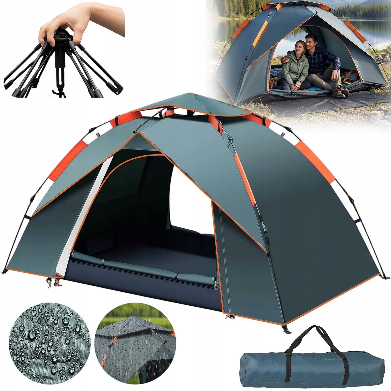 SELF-FOLDING TENT AUTOMATIC 2 PERSONS FOR CAMPING, HIKING