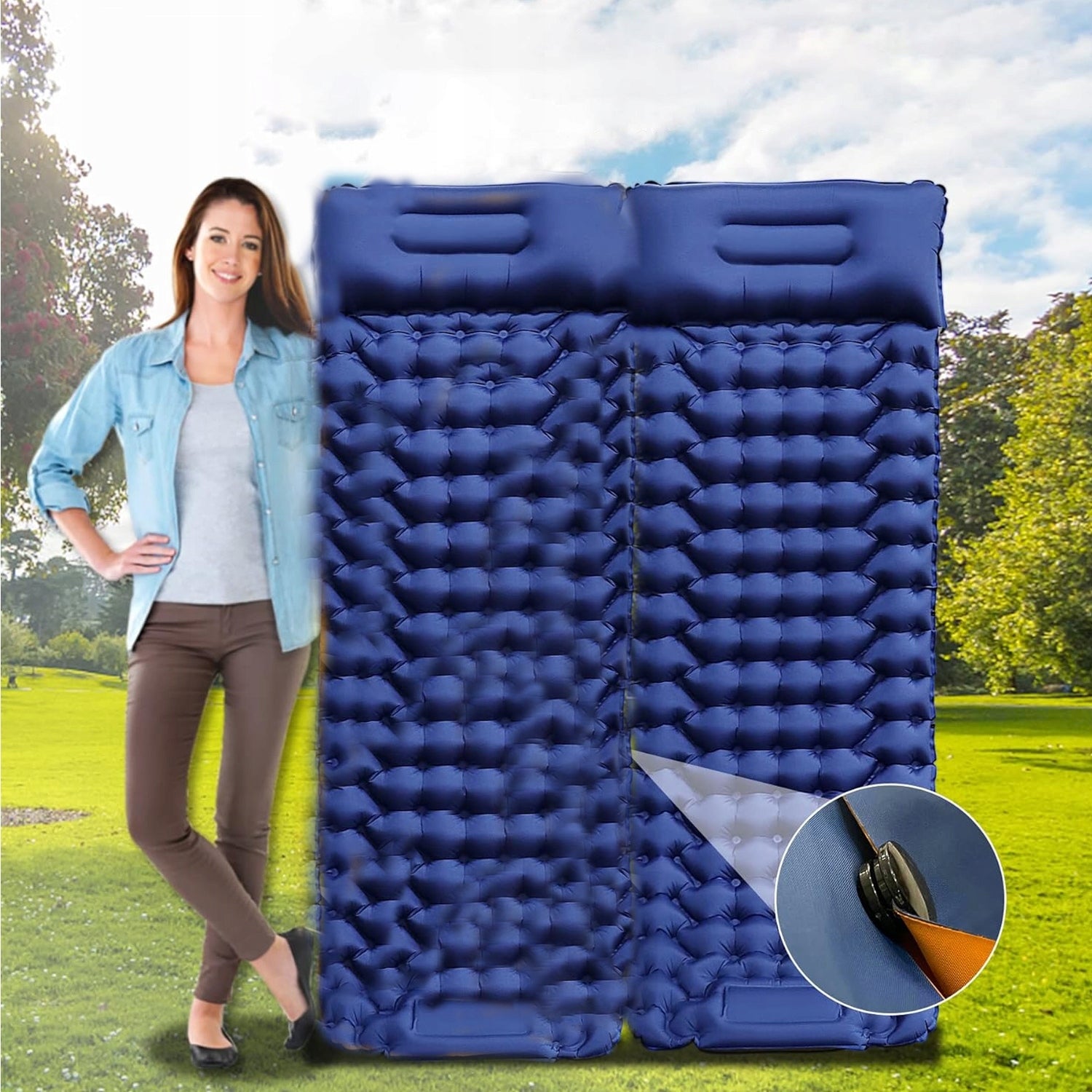 SELF-INFLATING TOURIST MAT WITH PILLOW 196x72x8CM Packaging status original