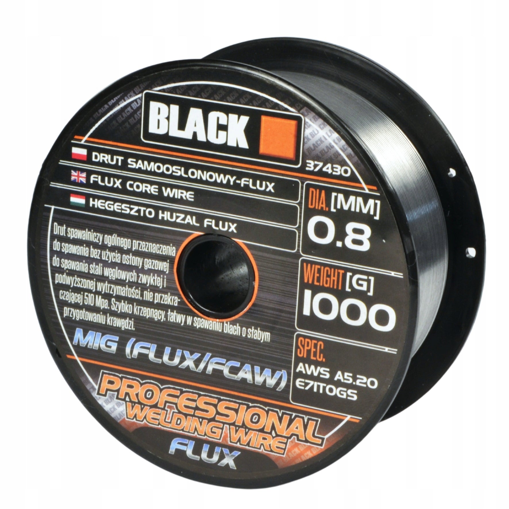SELF-SHIELDING WELDING WIRE 0,8 1000g FLUX BLACK PREMIUM Brand Black