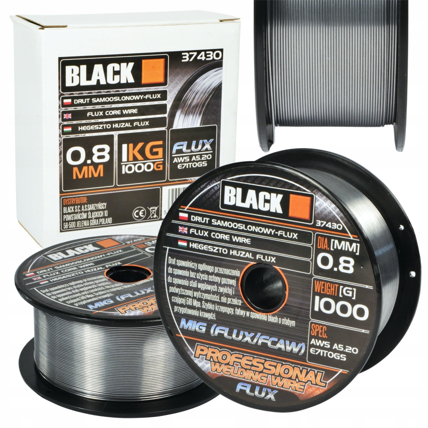 SELF-SHIELDING WELDING WIRE 0,8 1000g FLUX BLACK PREMIUM