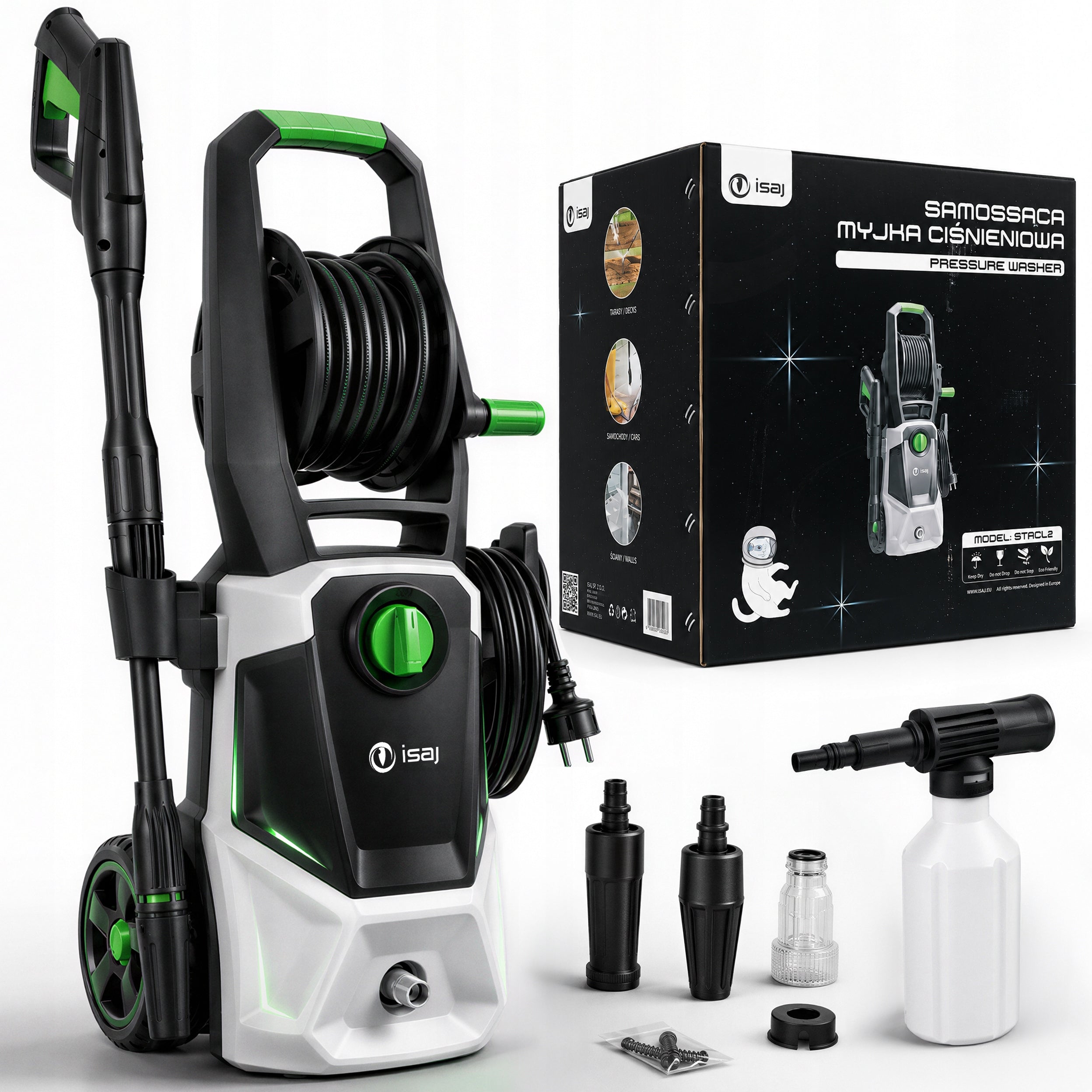 SELF-SUCTION PRESSURE WASHER 2000W TURBO FOAMER NOZZLE WASHING CAR CUBE