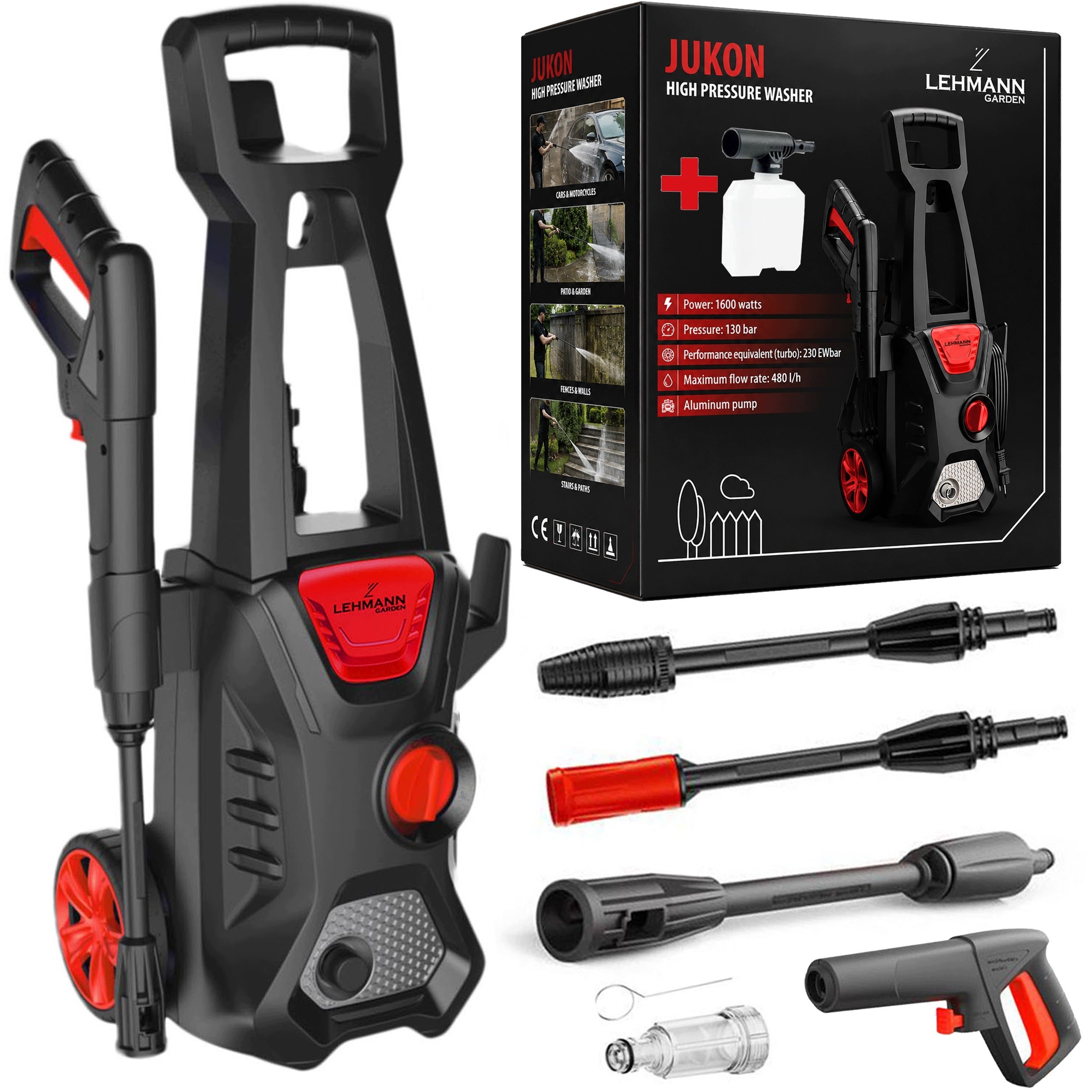 SELF-SUCTION PRESSURE WASHER 230BAR TURBO FOAMER NOZZLE WASHING CAR CUBE
