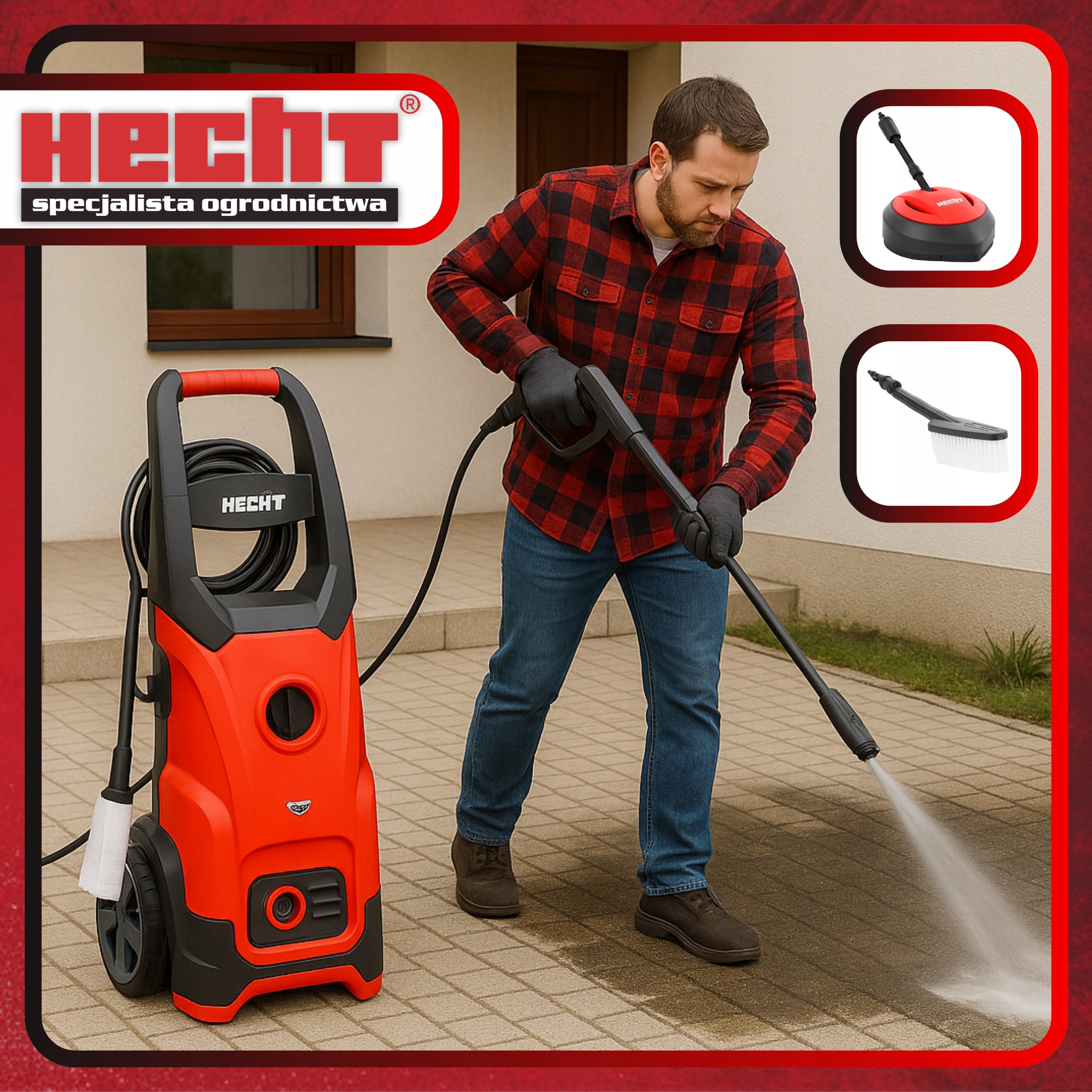 SELF-SUCTION PRESSURE WASHER HECHT 32000 NOZZLES HIGH POWER 2000W 160BAR Packaging status original